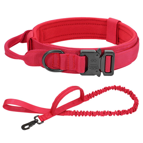 Durable Military Tactical Dog Collar Bungee Leash Set Pet Nylon