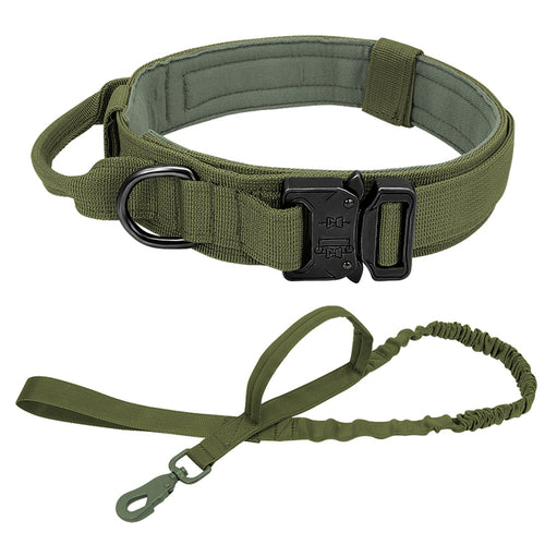 Durable Military Tactical Dog Collar Bungee Leash Set Pet Nylon