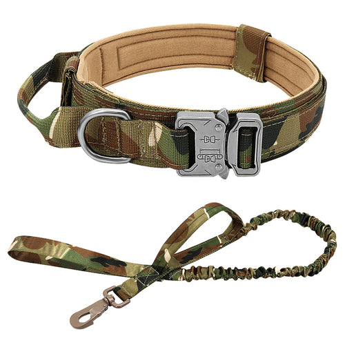 Durable Military Tactical Dog Collar Bungee Leash Set Pet Nylon