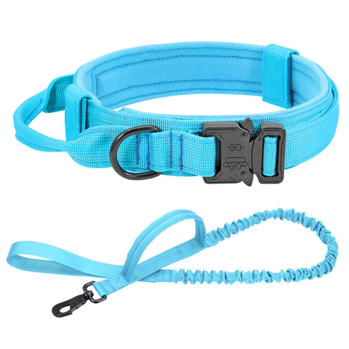 Durable Military Tactical Dog Collar Bungee Leash Set Pet Nylon