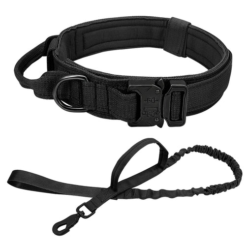 Durable Military Tactical Dog Collar Bungee Leash Set Pet Nylon