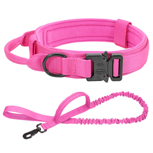 Durable Military Tactical Dog Collar Bungee Leash Set Pet Nylon