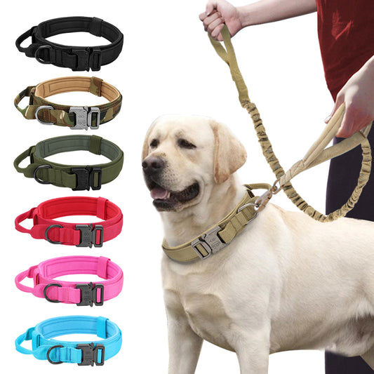 Durable Military Tactical Dog Collar Bungee Leash Set Pet Nylon