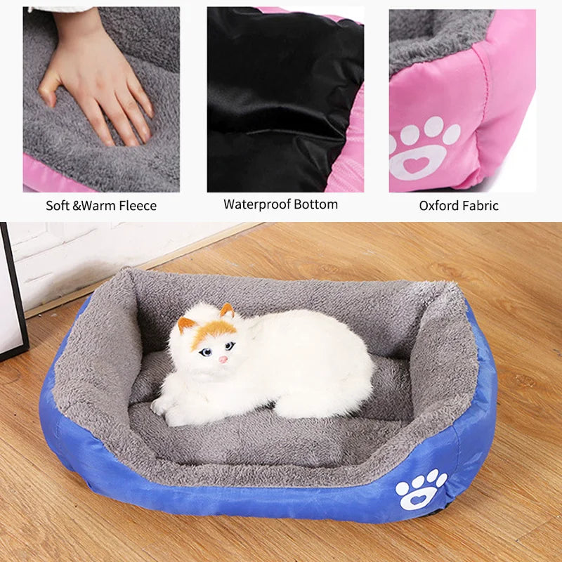 Large Pet Cat Dog Bed Square Plush Kennel Summer Washable Cat Mat
