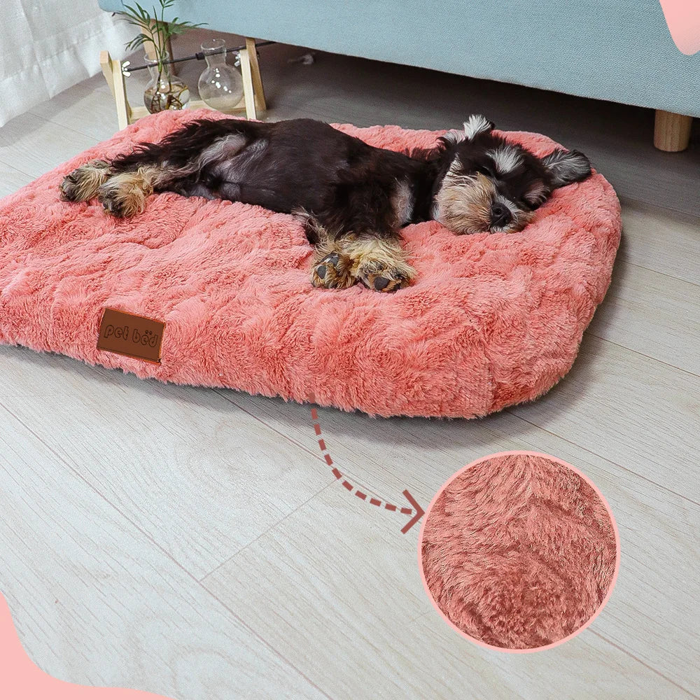 Dog Bed Pet Bed Washable Faux Fur Pet Crate Bed For Dog Anti-Slip Pet