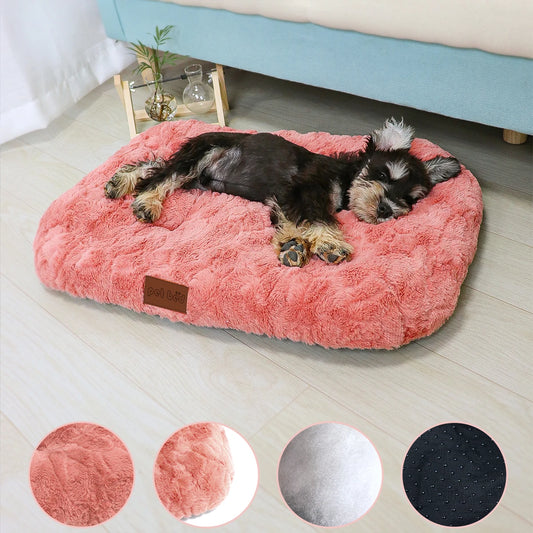 Dog Bed Pet Bed Washable Faux Fur Pet Crate Bed For Dog Anti-Slip Pet