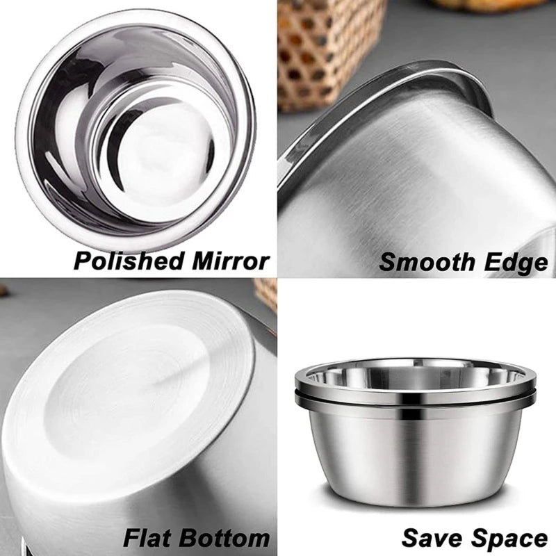 Large Stainless Steel Dog Bowls Thick Smooth Metal Food and Water