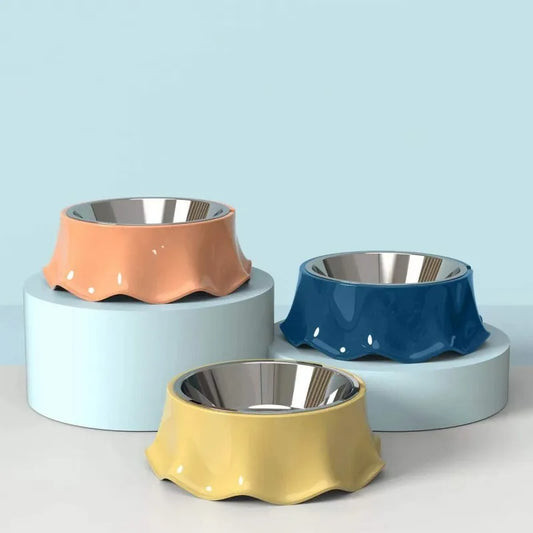 Cat Food Bowl Stainless Steel Feeding Bowl Teddy Cat Drinks Water to