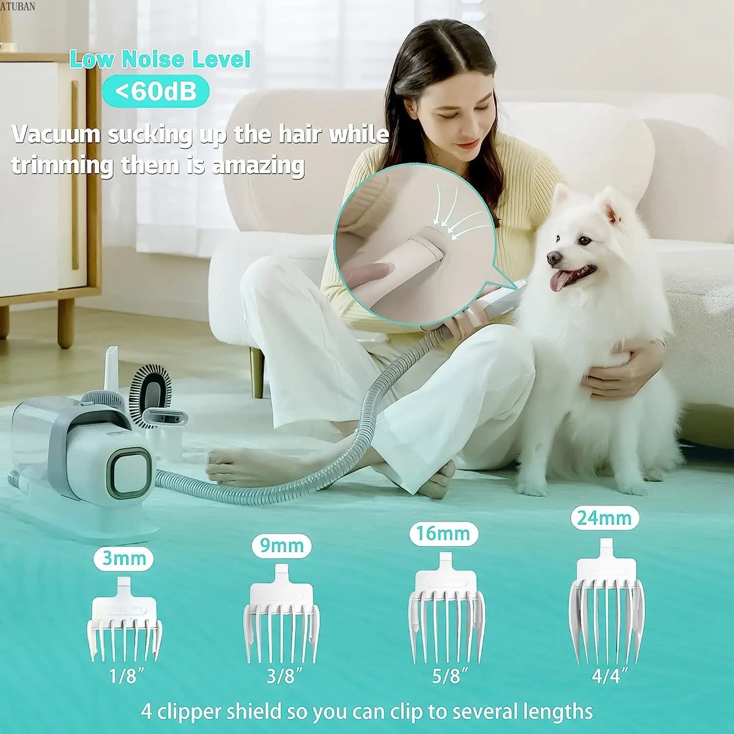 Pet Grooming Kit Vacuum Dog Grooming Clippers Pet Hair Remover with