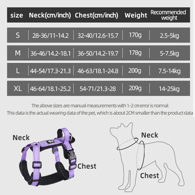 New Pet Dog Harness No-pull Dog Padded Vest Adjustable Reflective