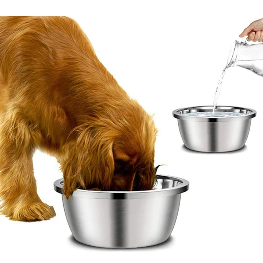 Large Stainless Steel Dog Bowls Thick Smooth Metal Food and Water