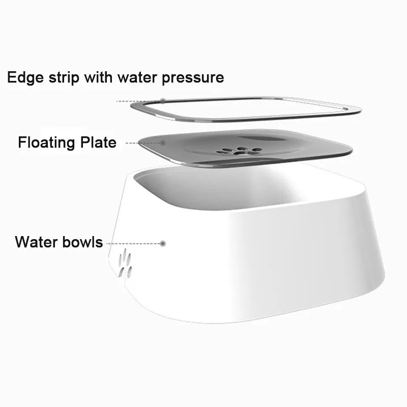Dog Drinking Water Bowl Floating Non-Wetting Mouth Cat Bowl Without