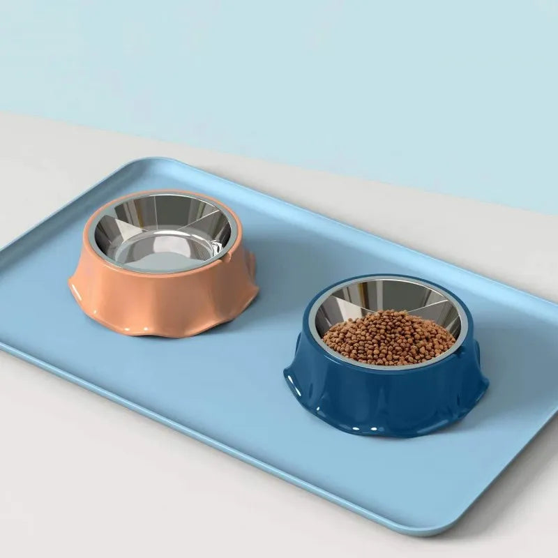 Cat Food Bowl Stainless Steel Feeding Bowl Teddy Cat Drinks Water to