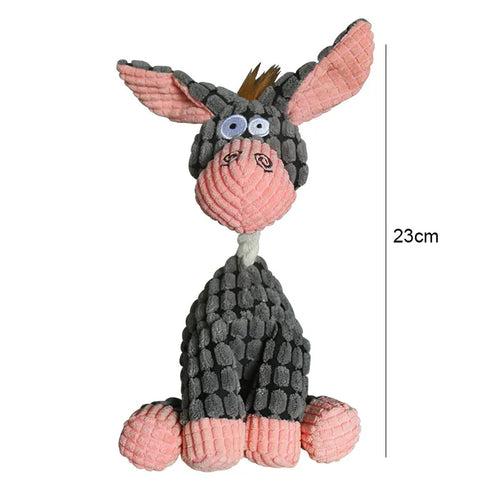 Fun Pet Toy Donkey Shape Corduroy Chew Toy For Dogs Puppy Squeaker