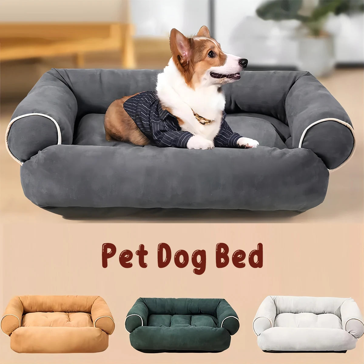 Pet Dog Bed Dog Sofa Deep Sleep Dog House Square Thickened Warm Dog