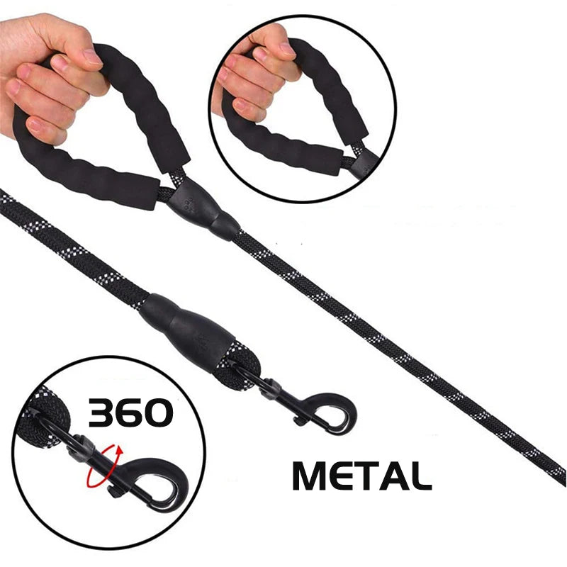 Dual Dog Leash No Tangle Strong Pet Leashes Rope Shock Absorbing