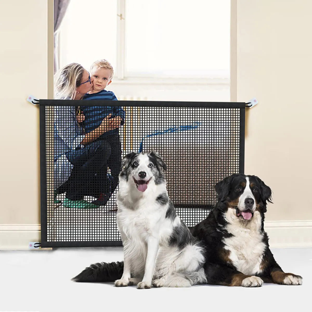 Portable Pet Dog Barrier Fences With 4Pcs Hook Pet Isolated Mesh