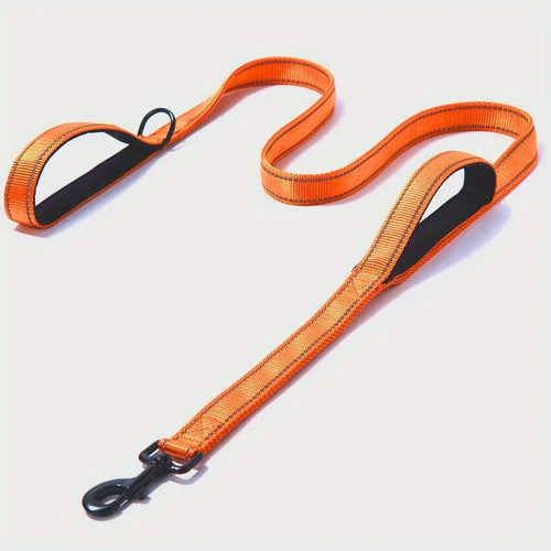 Double Handle Dog Leash, Double-Sided Reflective  Night Safety, Heavy