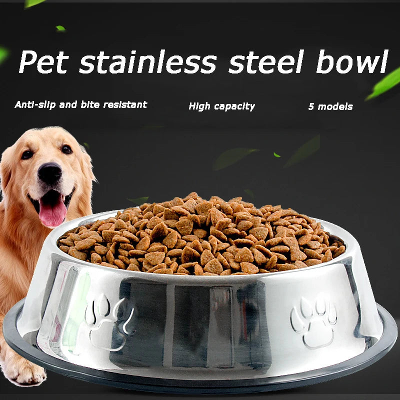 6 Size Pet Dog Cat Bowls Stainless Steel Feeding Feeder Water Bowl for