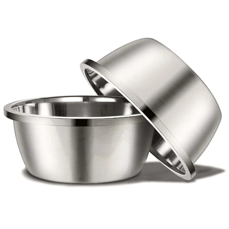 Large Stainless Steel Dog Bowls Thick Smooth Metal Food and Water