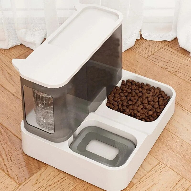 Large Capacity Automatic Cat Food Dispenser Drinking Water Bowl Pet