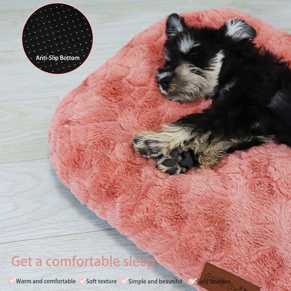 Dog Bed Pet Bed Washable Faux Fur Pet Crate Bed For Dog Anti-Slip Pet