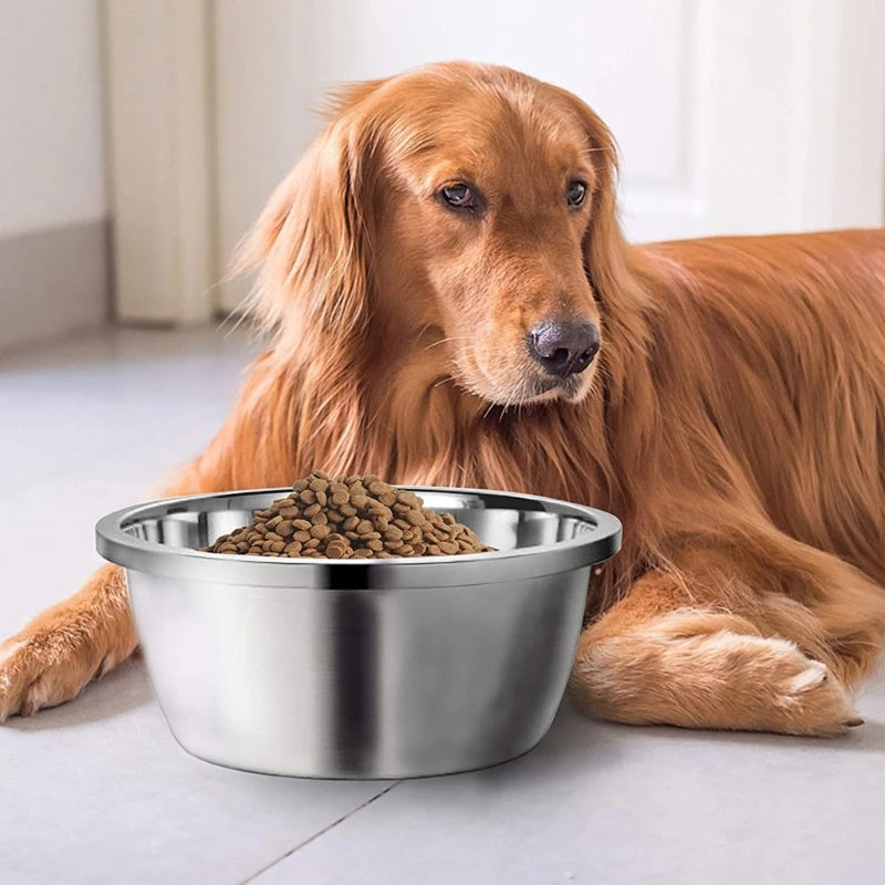 Large Stainless Steel Dog Bowls Thick Smooth Metal Food and Water